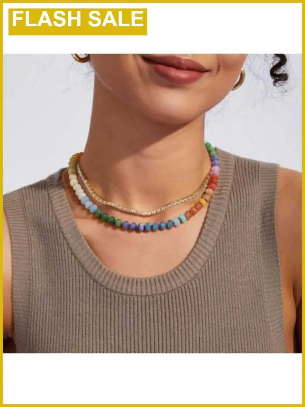 Handmade Natural Gemstone Beaded Choker Necklace 14K Gold Plated Copper